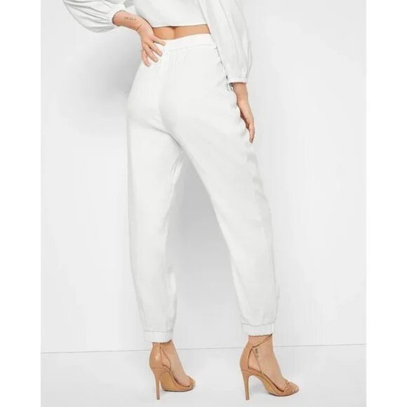 Express High Waisted Linen-Blend Pull-On Ankle Pants M - Picture 2 of 4